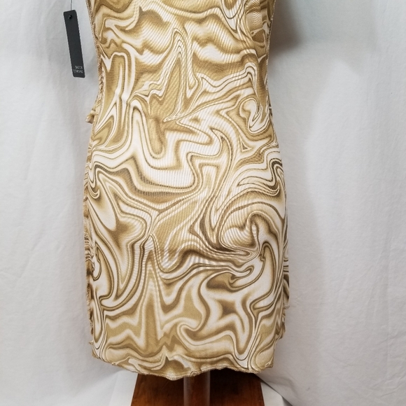 NEW Caution To The Wind Green Marbled Junior's Mesh Short Sleeve Wrap Mini Dress - Picture 7 of 9